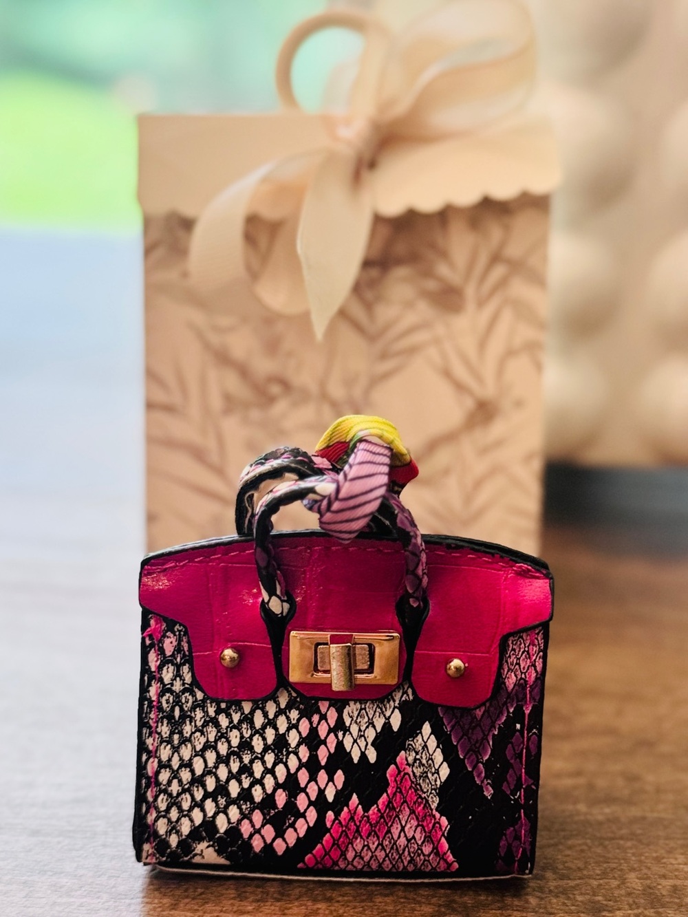 Red Snakeskin Print Birky Bag Charm